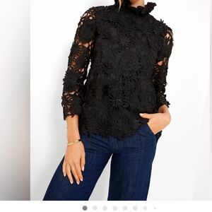 Tuckernuck Black Floral Lace Blouse